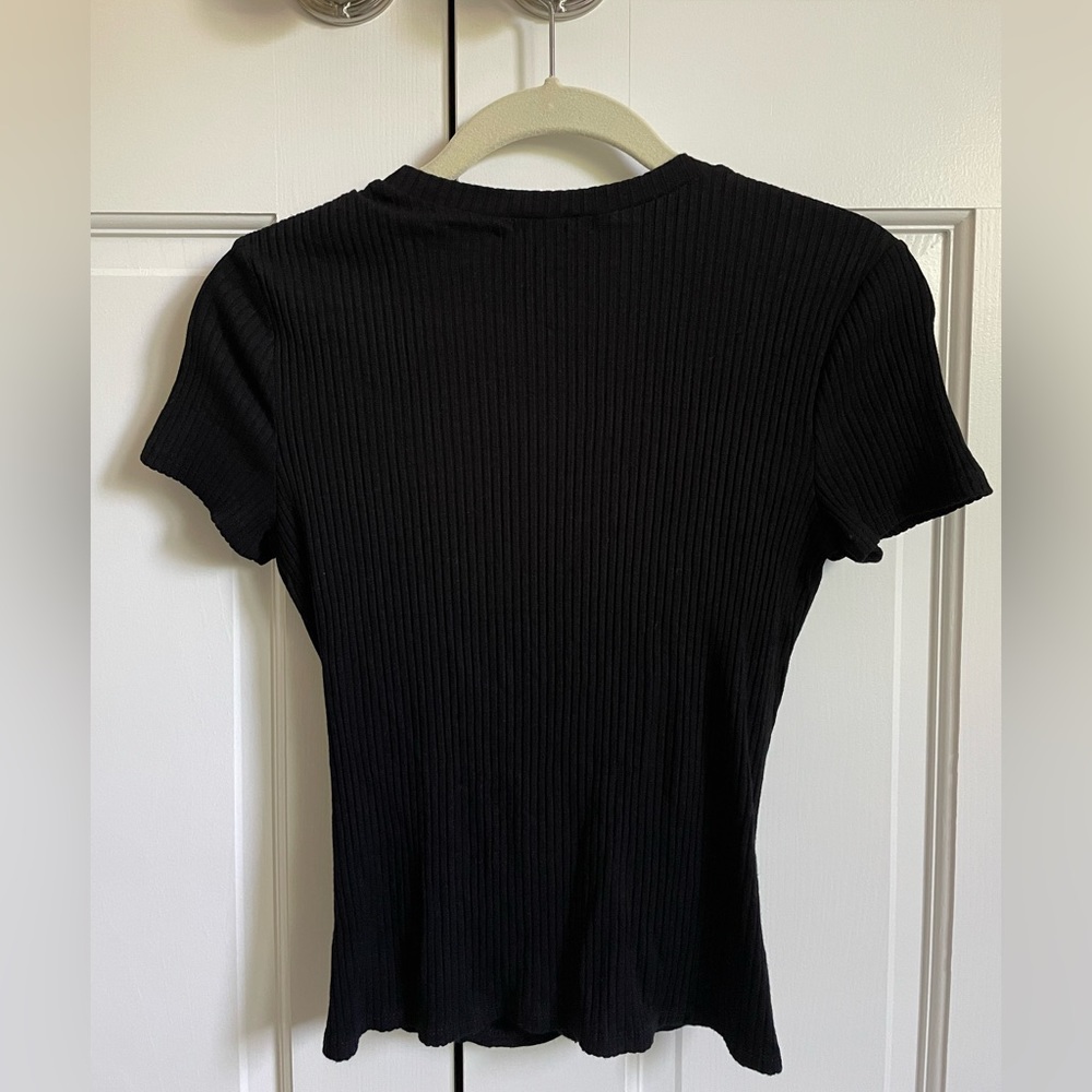 AQUA | Black twisted knot front shirt - Size S - Picture 4 of 5